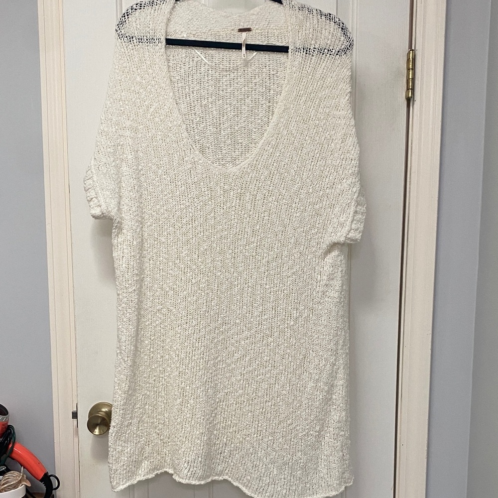 Free People Cream Knit Tunic Sweater